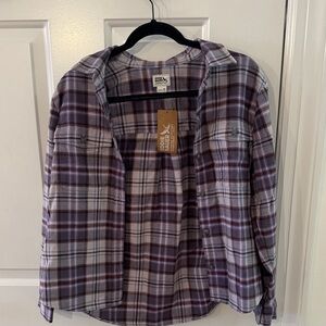 Eddie Bauer Lavender and Gray Plaid Shirt